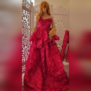 The "CALLIA" Hot Pink Wedding Ballgown Set (Matching Boots Included)